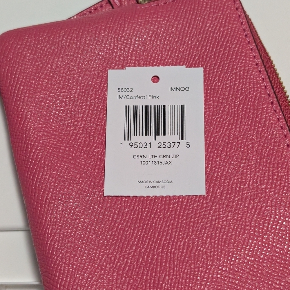 Coach Corner Zip Wristlet Wallet In Confetti Pink (NWT) - Picture 6 of 7
